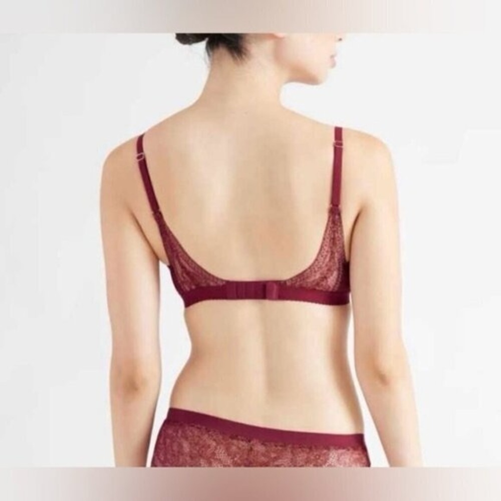 NWT KNIX Lace Deep V Bralette, Red Velvet (L) - Picture 2 of 9